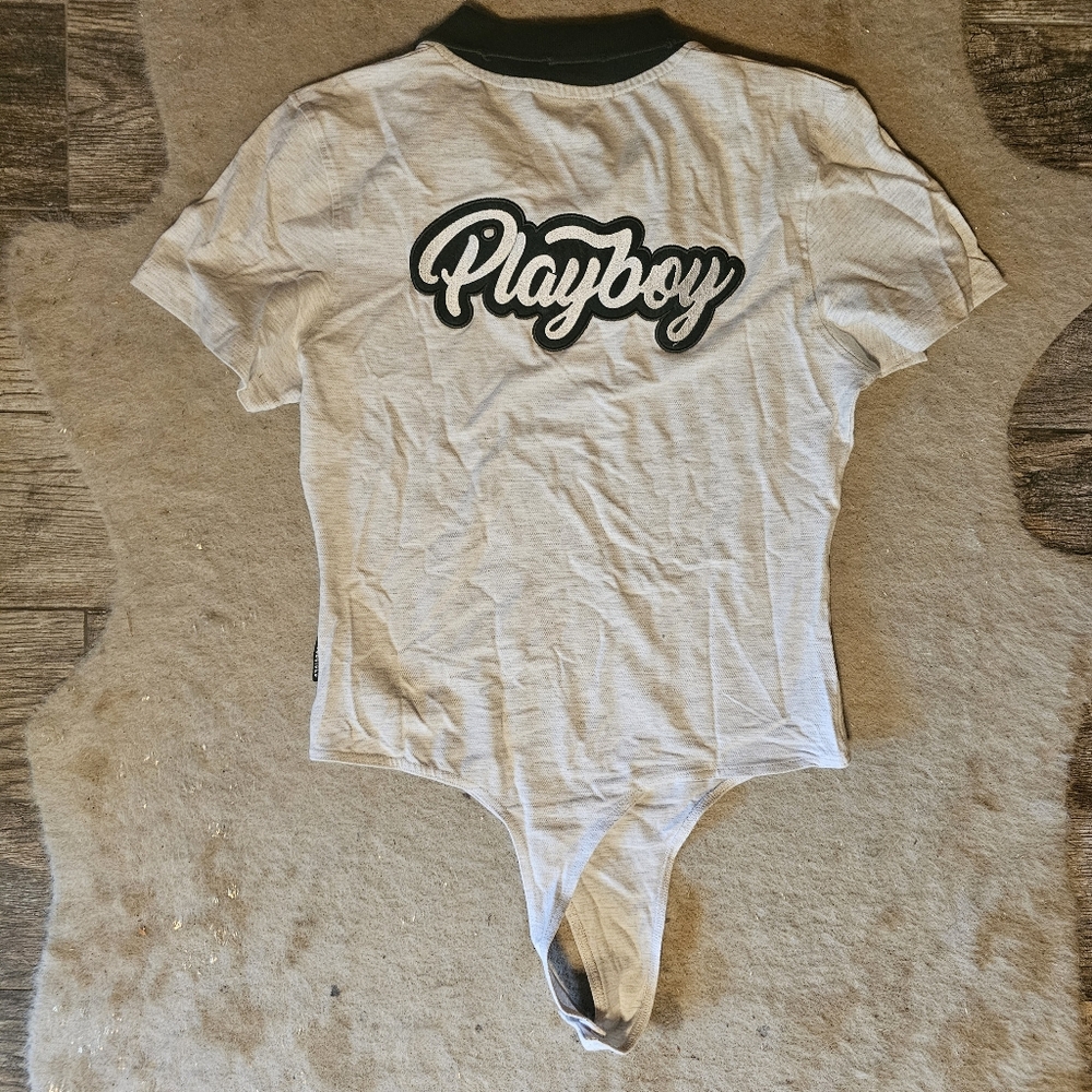 Playboy x Missguided Gray/Green Varsity Polo Tennis Bodysuit NWT Size 10